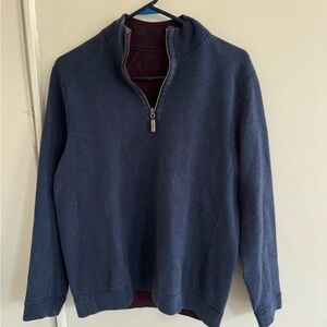 Tommy Bahama Sweater Mens size small Blue Red Reversible Quarter Zip Pullover